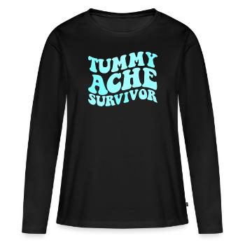 Bauchschmerz �berlebender Magenschmerz lustiger Ba - Frauen Premium Bio Langarmshirt - Schwarz - Vorne - Julia (174cm)