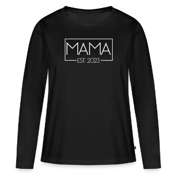 Mama Est. 2023 Erwartung Mutter schwangerer neuer - Frauen Premium Bio Langarmshirt - Schwarz - Vorne - Julia (174cm)