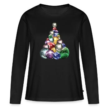 Disco Weihnachtsbaum Disco B�lle Disco LiebhaberDi - Frauen Premium Bio Langarmshirt - Schwarz - Vorne - Julia (174cm)