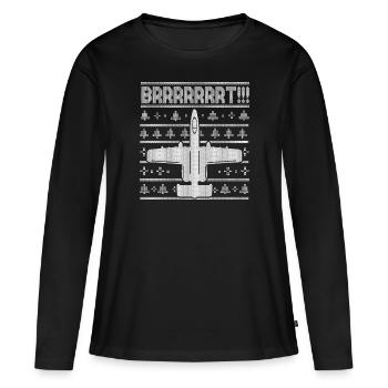 A-10 Warthog Ugly Christmas A10 Thunderbird Brrrrt - Frauen Premium Bio Langarmshirt - Schwarz - Vorne - Julia (174cm)