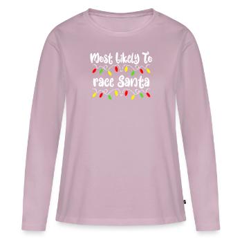 Très probablement à la course de Noël Weihna - T-shirt manches longues Premium bio Femme - rose poudré - Devant - Julia (174cm)