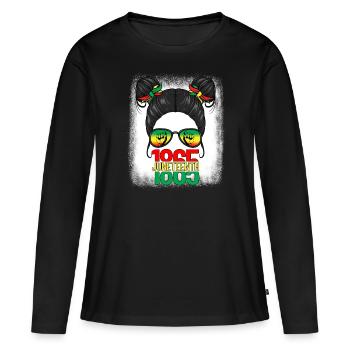 Juneteenth 1865 Messy Bun Black Woman Juneteenth - T-shirt manches longues Premium bio Femme - noir - Devant - Julia (174cm)