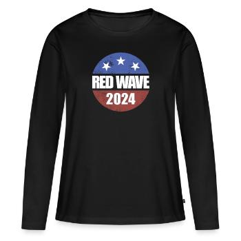 Rote Welle 2024 Knopf Abstimmung Republikaner 2024 - Frauen Premium Bio Langarmshirt - Schwarz - Vorne - Julia (174cm)