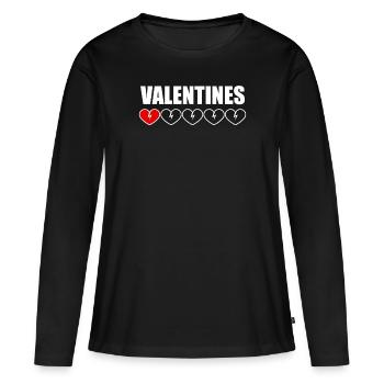 Valentines 1 Herzbewertung Anti -ValentinstagAnti- - Frauen Premium Bio Langarmshirt - Schwarz - Vorne - Julia (174cm)