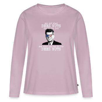 Was k�nnen Sie f�r Deez Nuts Jfk John Kennedy tun? - Frauen Premium Bio Langarmshirt - Altrosa - Vorne - Julia (174cm)