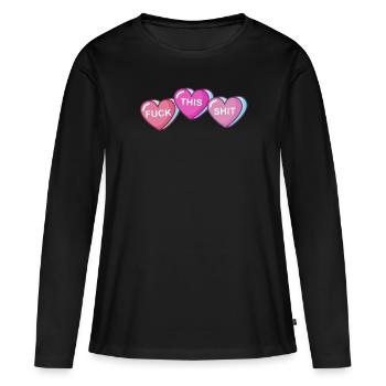 Fick diese Schei�e Anti Valentine gebrochenes Herz - Frauen Premium Bio Langarmshirt - Schwarz - Vorne - Julia (174cm)