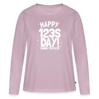 Happy 123s Tag Sonntag, 31.12.23 123123 123Sday - Frauen Premium Bio Langarmshirt - Altrosa - Vorne - Julia (174cm)