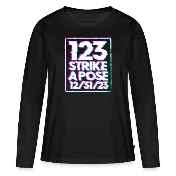 123 Streik eine Pose am 31.12.23 Silvester 123Sday - Frauen Premium Bio Langarmshirt - Schwarz - Vorne - Julia (174cm)