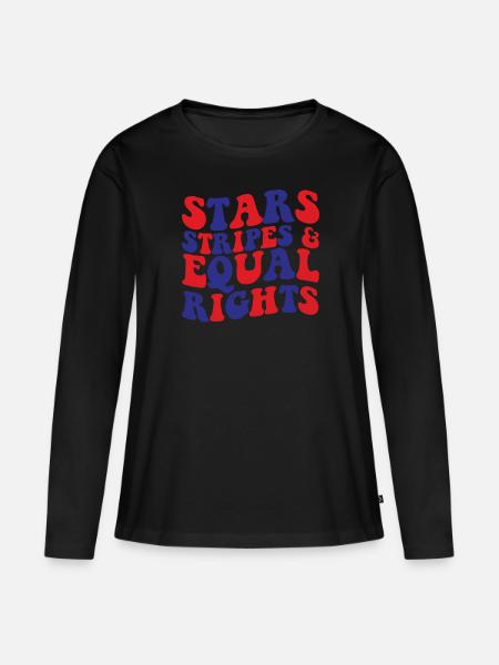 Sterne Stripes und gleiche Rechte Frauen am 4. Jul - Frauen Premium Bio Langarmshirt - Schwarz