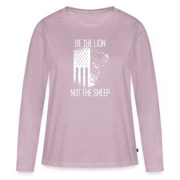 Be the Lion, Not The Sheep États-Unis Drapeaux anti-Wic - T-shirt manches longues Premium bio Femme - rose poudré - Devant - Julia (174cm)