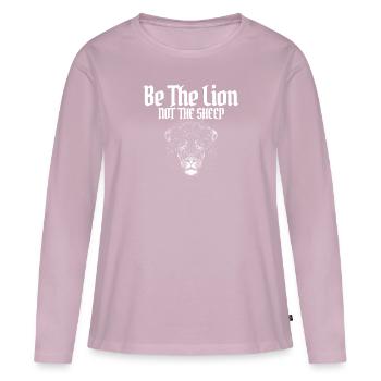 Soyez le lion, pas le mouton-anti-qui, le lion - T-shirt manches longues Premium bio Femme - rose poudré - Devant - Julia (174cm)
