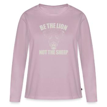 Soyez le lion, pas le mouton-anti-qui, le lion - T-shirt manches longues Premium bio Femme - rose poudré - Devant - Julia (174cm)