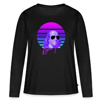 Ben Franklin Vaporwave American History Fr - T-shirt manches longues Premium bio Femme - noir - Devant - Julia (174cm)