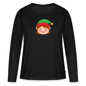 Mädchen Elf Emoticons erröten Mädchen Elf Weihnach - Frauen Premium Bio Langarmshirt - Schwarz - Vorne - Julia (174cm)