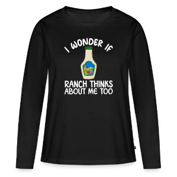 Je me demande si le ranch pense à moi aussi, ranch - T-shirt manches longues Premium bio Femme - noir - Devant - Julia (174cm)