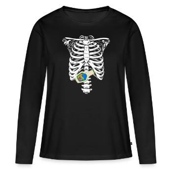 Squelette Rippcage Ranch Vinaigrette Ranch DrôleSkele - T-shirt manches longues Premium bio Femme - noir - Devant - Julia (174cm)