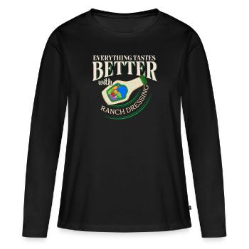 Alles schmeckt besser mit der Ranch -Dressing - Frauen Premium Bio Langarmshirt - Schwarz - Vorne - Julia (174cm)