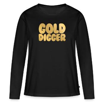Gold Bigger Lustige passende Paare Gold Bagger - Frauen Premium Bio Langarmshirt - Schwarz - Vorne - Julia (174cm)
