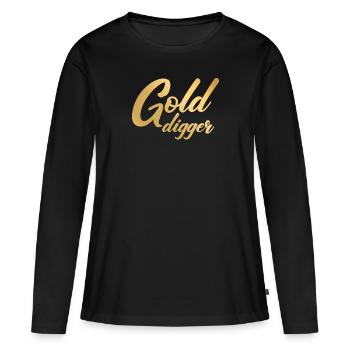 Gold Bigger Lustige passende Paare Gold Bagger - Frauen Premium Bio Langarmshirt - Schwarz - Vorne - Julia (174cm)