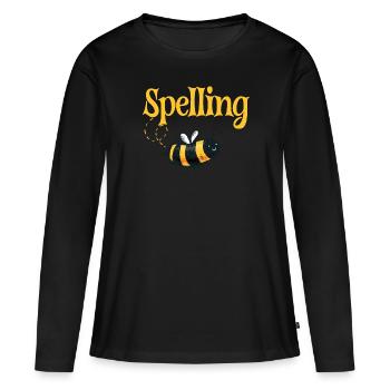 Concours d’orthographe abeille bourdonnante - T-shirt manches longues Premium bio Femme - noir - Devant - Julia (174cm)