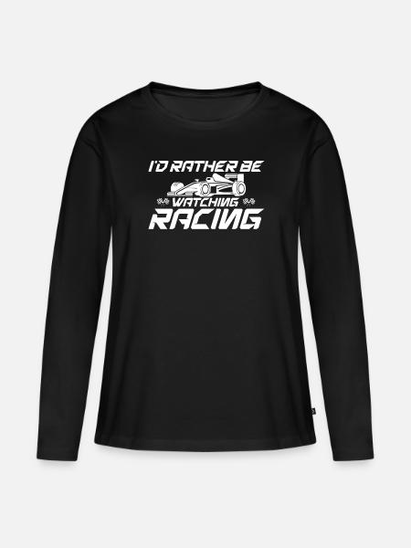 Ich würde lieber die Rennformel Rennen sehen - Ekologisk långärmad premium-T-shirt dam - svart