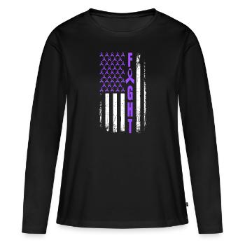 Lutte contre la violence domestique États-Unis Violence domestique - T-shirt manches longues Premium bio Femme - noir - Devant - Julia (174cm)