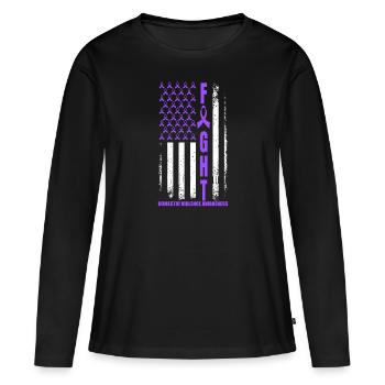 Lutte contre la violence domestique États-Unis Violence domestique - T-shirt manches longues Premium bio Femme - noir - Devant - Julia (174cm)