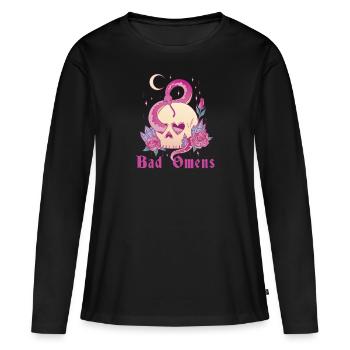 Schlechte Omens Schlange und Schädel Grunge Goth F - Frauen Premium Bio Langarmshirt - Schwarz - Vorne - Julia (174cm)