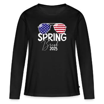 Spring Break 2025 Patriotische USA-Flagge Spring B - Frauen Premium Bio Langarmshirt - Schwarz - Vorne - Julia (174cm)