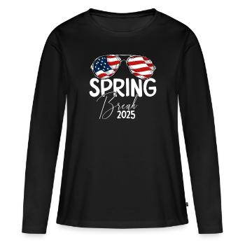 Spring Break 2025 Patriotische USA-Flagge Spring B - Frauen Premium Bio Langarmshirt - Schwarz - Vorne - Julia (174cm)