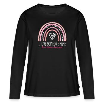 Ich liebe jemanden. Seltene Zebra-Regenbogen-Selte - Frauen Premium Bio Langarmshirt - Schwarz - Vorne - Julia (174cm)