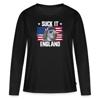 Suck It England Ben Franklin Gründerväter - Frauen Premium Bio Langarmshirt - Schwarz - Vorne - Julia (174cm)