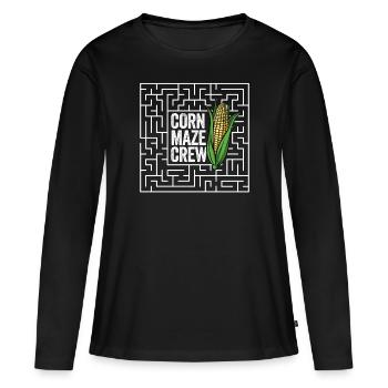Labyrinthe de maïs Crew Labyrinthe de maïs Drôle Hallowee - T-shirt manches longues Premium bio Femme - noir - Devant - Julia (174cm)