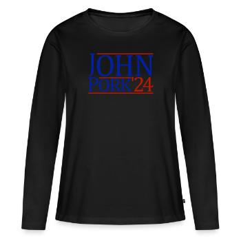 John Pork '24 John Pork - Frauen Premium Bio Langarmshirt - Schwarz - Vorne - Julia (174cm)
