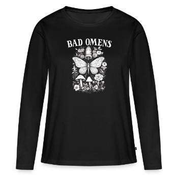 Bad Omens Cottagecore Moth Bad Omens - Frauen Premium Bio Langarmshirt - Schwarz - Vorne - Julia (174cm)