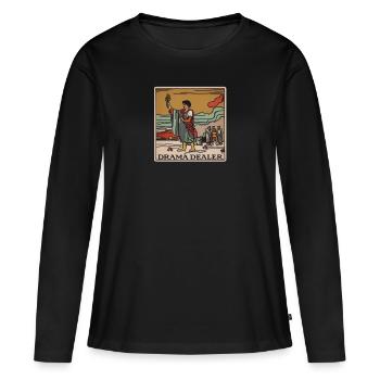Drame, Croupier, Carte de Tarot, Drôle, Théâtre, Acteur - T-shirt manches longues Premium bio Femme - noir - Devant - Julia (174cm)