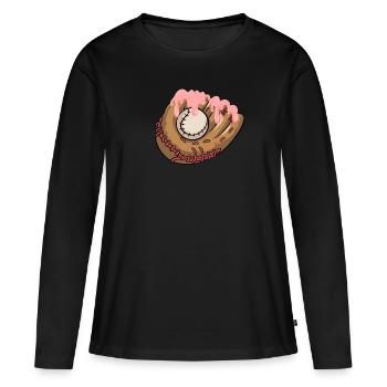 Baseball-Tropfen streut Baseball-Handschuh-Tropfen - Frauen Premium Bio Langarmshirt - Schwarz - Vorne - Julia (174cm)