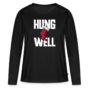 Hung Well Bas de Noël Raunchy Homme - T-shirt manches longues Premium bio Femme - noir - Devant - Julia (174cm)