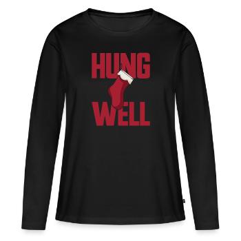 Hung Well Bas de Noël Raunchy Homme - T-shirt manches longues Premium bio Femme - noir - Devant - Julia (174cm)