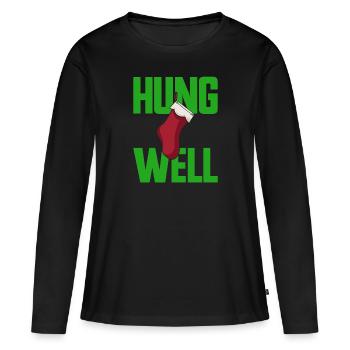 Hung Well Bas de Noël Raunchy Homme - T-shirt manches longues Premium bio Femme - noir - Devant - Julia (174cm)