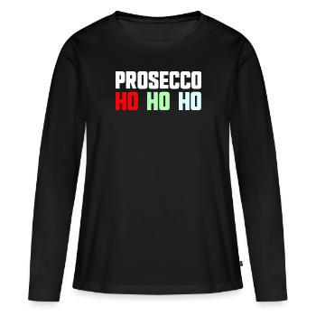 Prosecco Ho Ho Ho Fête de Noël Prosecco - T-shirt manches longues Premium bio Femme - noir - Devant - Julia (174cm)