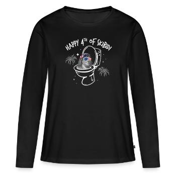 Happy 4th Of Skibidi Ben Franklin Skibidi Toilet - T-shirt manches longues Premium bio Femme - noir - Devant - Julia (174cm)