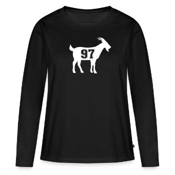 Chèvre 97 G.O.A.T. Numéro quatre-vingt-dix-sept Chèvre - T-shirt manches longues Premium bio Femme - noir - Devant - Julia (174cm)