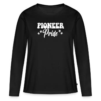 Équipe sportive des Pionniers de l’école secondaire Pioneer Pride - T-shirt manches longues Premium bio Femme - noir - Devant - Julia (174cm)