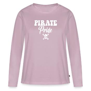 Équipe sportive pirate de l’école secondaire Pirate Pride - T-shirt manches longues Premium bio Femme - rose poudré - Devant - Julia (174cm)