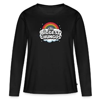 Le plus grand Chungus Mème Drôle Plus grand Chungus - T-shirt manches longues Premium bio Femme - noir - Devant - Julia (174cm)