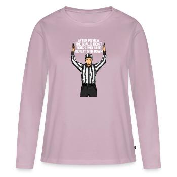 Après examen : Arbitre de football, suspect - T-shirt manches longues Premium bio Femme - rose poudré - Devant - Julia (174cm)
