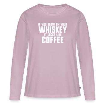 Lorsque vous soufflez sur votre whisky, on dirait - T-shirt manches longues Premium bio Femme - rose poudré - Devant - Julia (174cm)