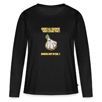 Que la sauce soit ac toi - T-shirt manches longues Premium bio Femme - noir - Devant - Julia (174cm)