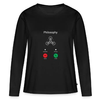 Les appels de la philosophie - T-shirt manches longues Premium bio Femme - noir - Devant - Julia (174cm)